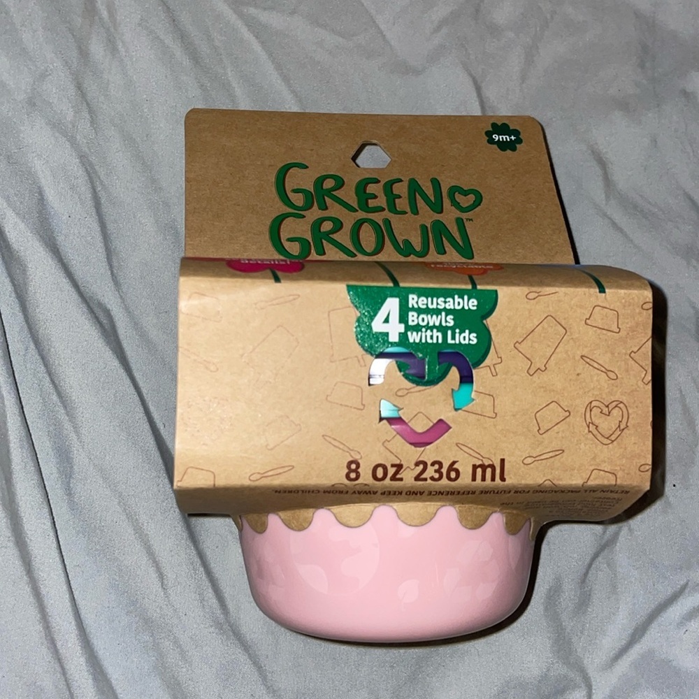 Green Grown 4-Pack Reusable Bowls with Lids - 8oz, Eco-Friendly, BPA-Free